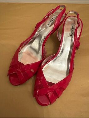 Alfani Pink Patent Slingback Heels | Sz 8.5 | Peep Toe Dress Shoes